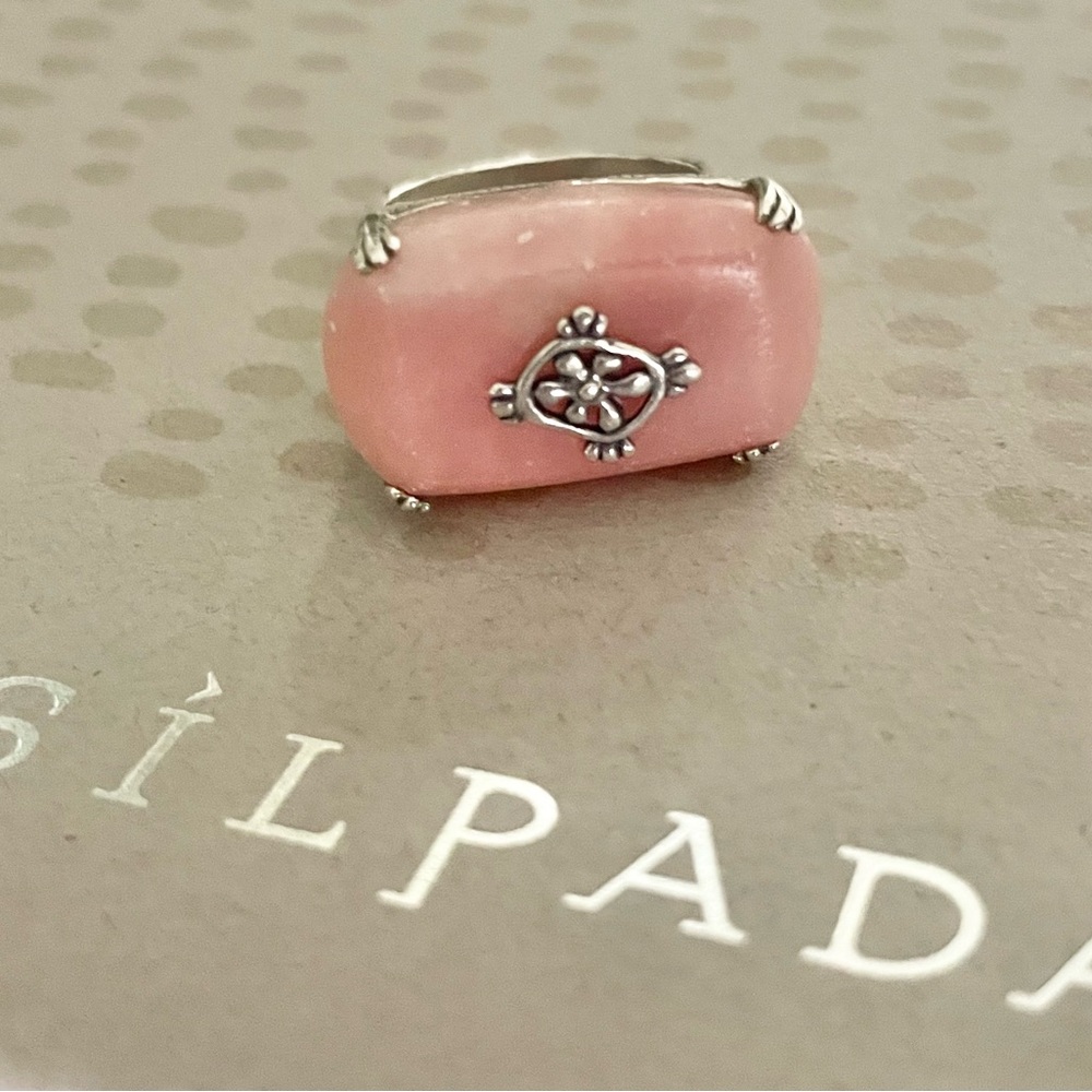 Silpada Jewelry: Unique Pink Soapstone & .925 Sterling Silver Ring. Size 7